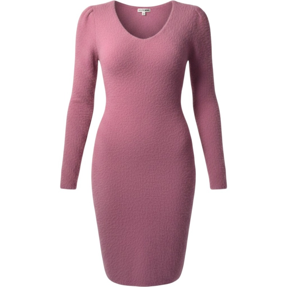 Fashion Nova Brenna Shaggy Sweater Midi Dress Women XL L Furry Bodycon Mauve NWT